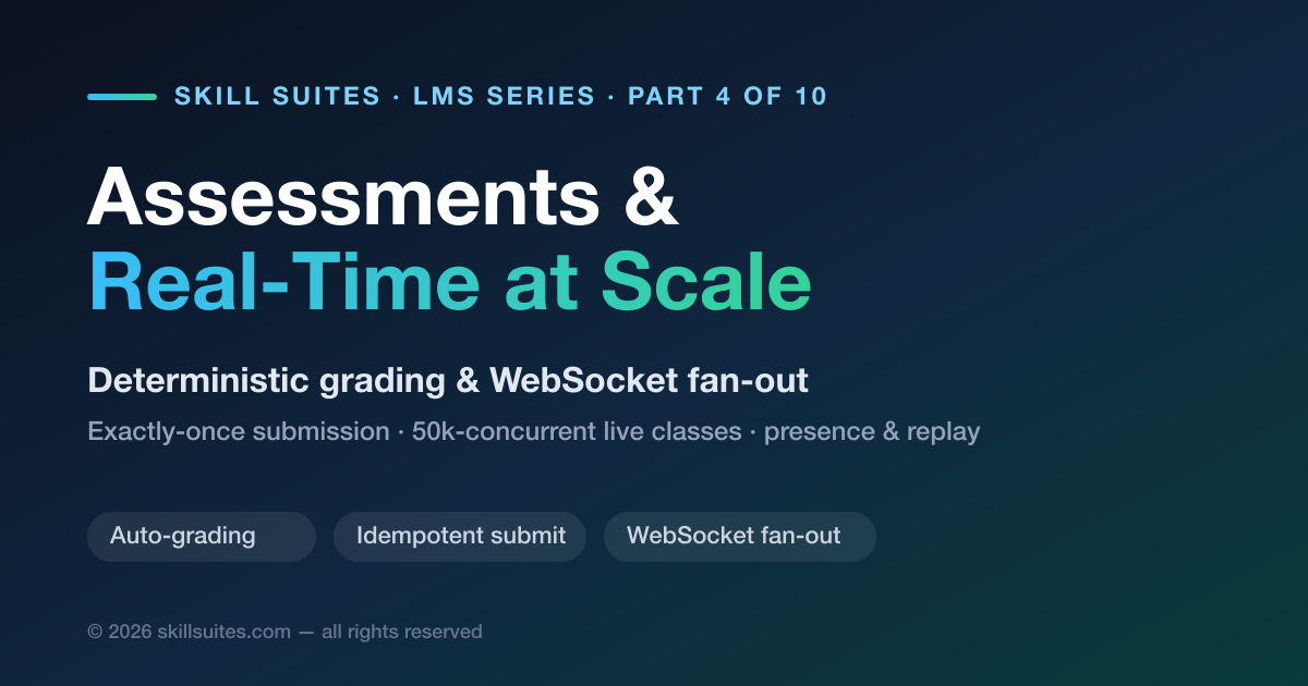 Assessments & Real-Time at Scale: Auto-Grading, Live Classes & WebSockets (Part 4)
