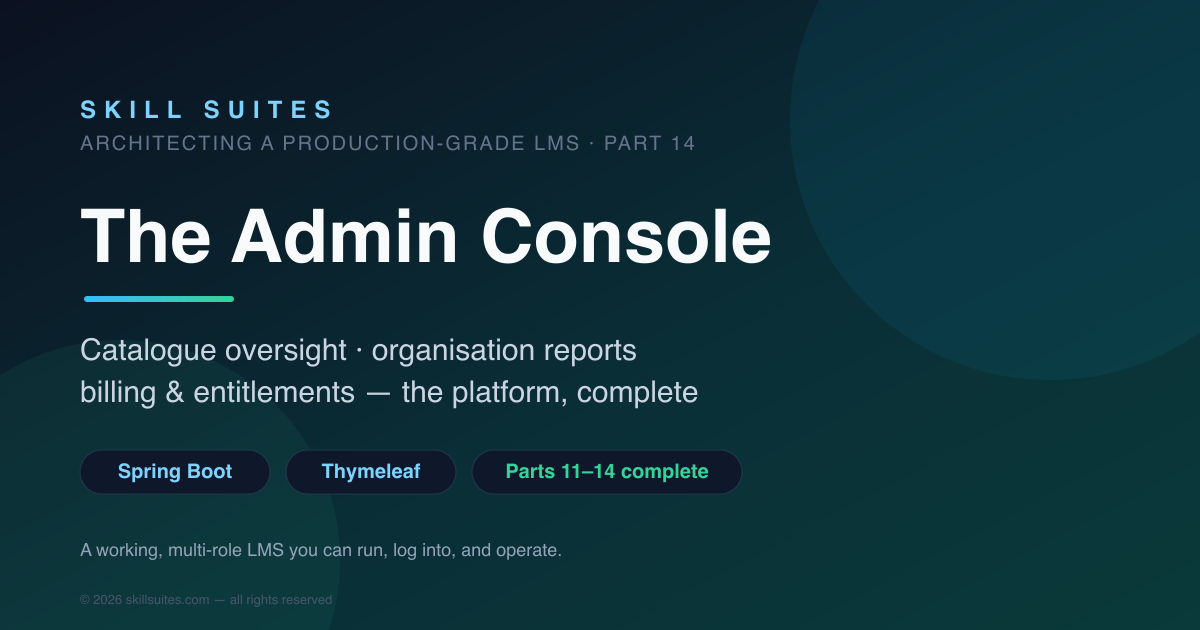 The Admin Console: Catalog Oversight, Org Reports & Billing in a Multi-Tenant LMS (Part 14)